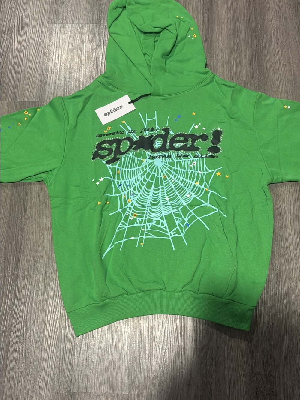 Green Rhinestone Spider Hoodie